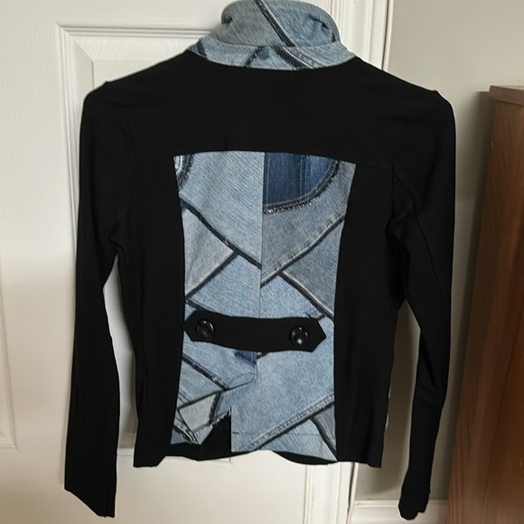 Rock n karma black blazer with denim accents - Picture 2 of 2